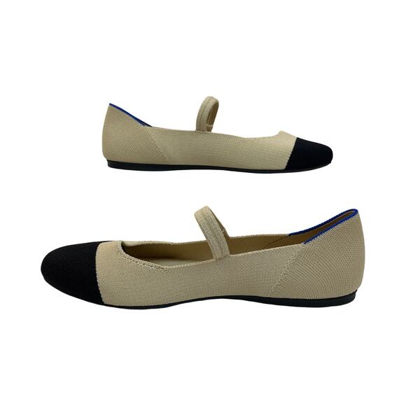 Rothy’s The Mary Jane Flats Ecru Black Cap Toe Knit Recycled Shoes Size 9 - Picture 6 of 9